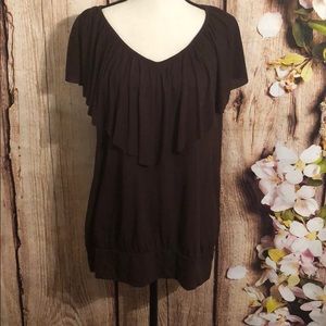 Brown Ruffle Top